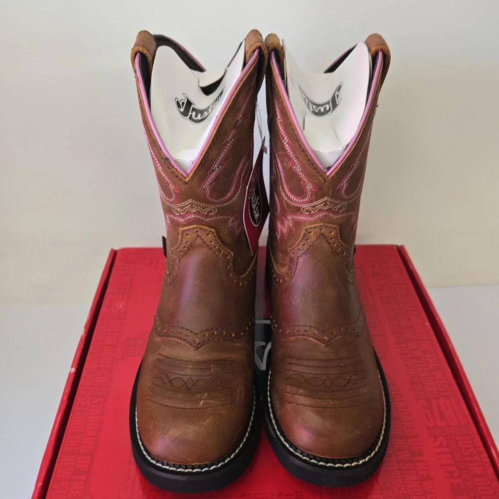 Justin Women's Gemma Round Toe Western Boots Aged Bark GY9903 Size 8.5 B